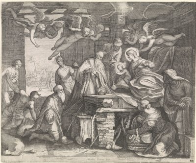 Meleklerle kralların hayranlığı by Jacob Matham (workshop of)