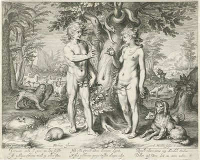 Adem ve Havva Cennette by Jacob Matham