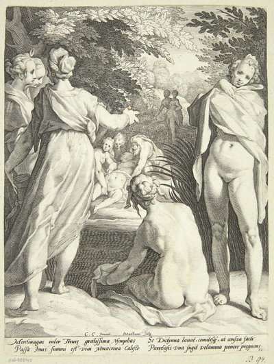 Diana, Callisto'nun hamileliğini keşfeder by Jacob Matham