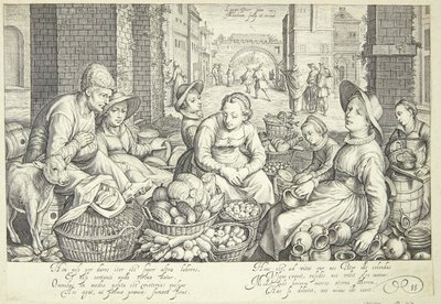 Bir şehirde pazar sahnesi by Jacob Matham