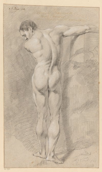 Ayakta duran erkek çıplak, arkadan bakıldığında (1.lik ödülü 1768) by Jacob Maurer