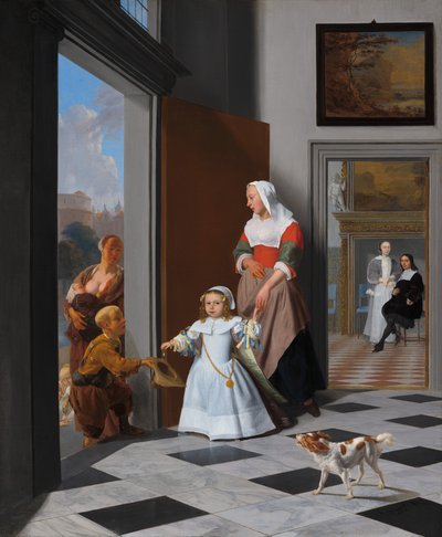 Zarif Bir Fuayede Bir Hemşire ve Bir Çocuk, 1663. by Jacob Lucasz Ochtervelt