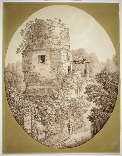 Yürüyen adam ile kule by Jacob Philipp Hackert