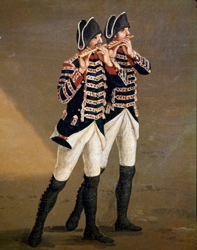 Bourbon Orkestrası Müzisyenleri (borbon orkestrasının flütçüleri) Ayrıntı - Jacob Philipp Hackert tarafından yapılmış tablo Hackert d