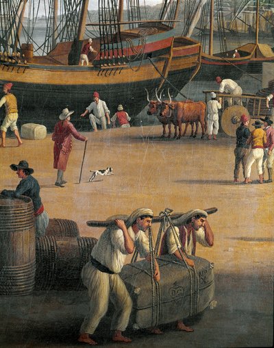 Messina limanının görünümü, işçiler(Resim by Jacob Philippe Hackert