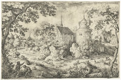Şapelde geyik avı İki geyik avı sahnesi (dizi adı) by Jacob Savery (I)