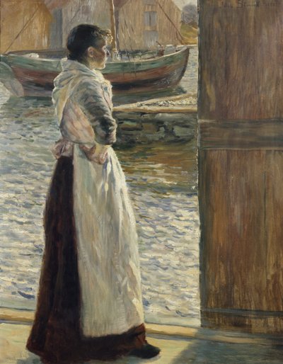 Balıkçının karısı (tuval üzerine yağlı boya) by Jacob Sømme
