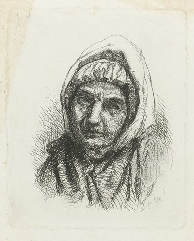 Başörtülü yaşlı bir kadının yüzü by Jacob Taanman