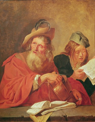 Hurdy-Gurdy Oyuncusu, 1678 by Jacob Toorenvliet
