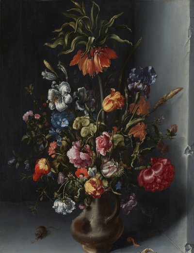 Taş bir niş içinde bir imparatorluk tacı ile çiçek natürmort by Jacob Vosmaer (signed by artist)