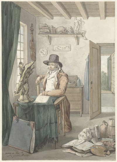 Sanat objeleri ile bir stüdyoda sanatçı Jacob Smies portresi by Jacob Willemz. de Vos