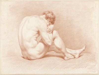 Oturan erkek çıplak, diz üstü by Jacob Willemz. de Vos