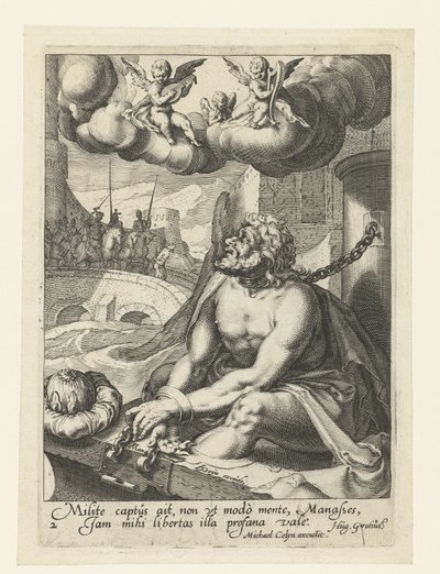 Tövbe eden bir günahkar olarak Manaşşe Eski ve Yeni Ahit'ten sekiz tövbekar günahkar (dizi adı) by Jacob de Gheyn (II) (workshop of)