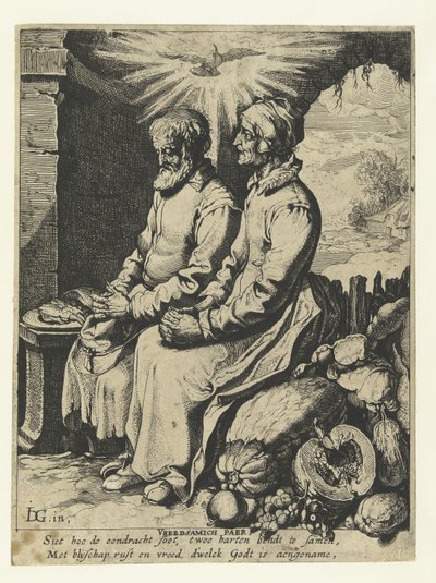 dua eden yaşlı çift Vreedsamich paer (nesne üzerindeki başlık) by Jacob de Gheyn (III)