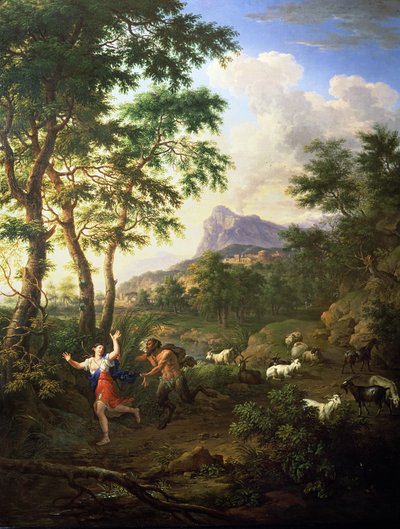 Pan ve Syrinx ile Arcadian Manzarası by Jacob de Heusch