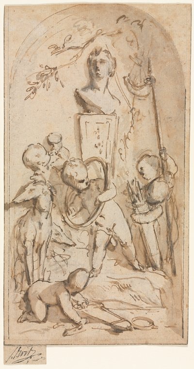 Putti ve Av Nitelikli Diana Büstü, 18. yüzyılın ilk yarısı. by Jacob de Wit