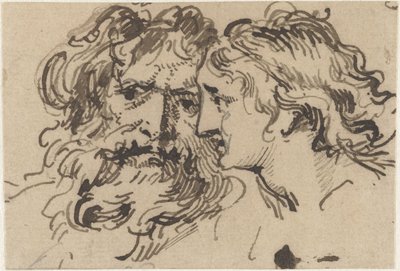 Yaşlı bir adam ve genç bir kadının başı by Jacob de Wit
