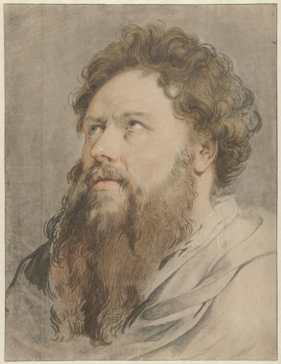 Sakallı adamın başı, gözleri yanlara bakıyor by Jacob de Wit