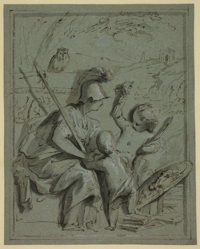 İki Puttili Minerva by Jacob de Wit