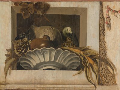 Bir Kase Mısır, Enginar, Üzüm ve Bir Papağan ile Natürmort by Jacob van Campen