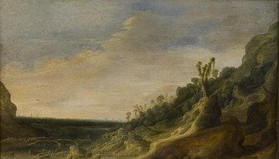 Nehir ve Deniz Manzaralı Dağ Manzarası by Jacob van Geel