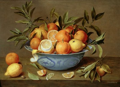 Wan-Li Porselen Tabakta Portakal ve Limonlu Natürmort by Jacob van Hulsdonck