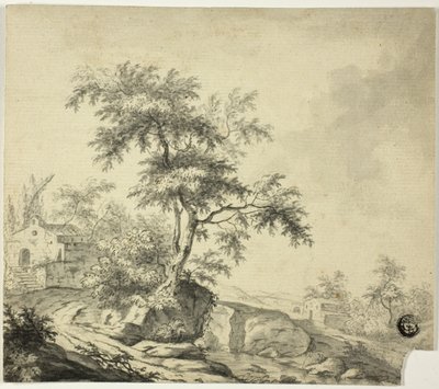 Binalara Giden Yolda Ağaçlı Manzara by Jacob van Ruisdael