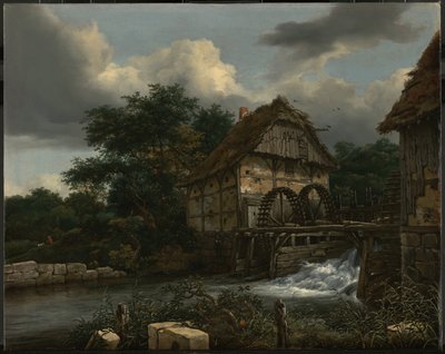 İki Su Değirmeni ve Bir Açık Kanal by Jacob van Ruisdael