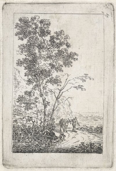 Bir manzara içinde eşek olan adam by Jacob van Strij