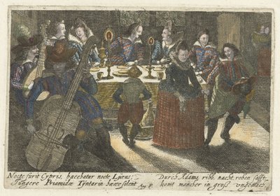 Dinerende öğrenci ve müzikanten Öğrencilerde bir avuç ikonografik yön (...) (dizi başlığı) by Jacob van der Heyden