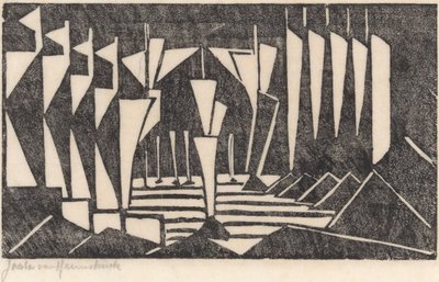 Kompozisyon (Gölde Yelkencilik) by Jacoba van Heemskerck (signed by artist)