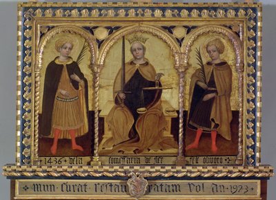Aziz Felix ve Aziz Fortunato arasındaki adalet by Jacobello del (attr. to) Fiore