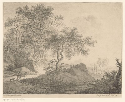 Dağ manzarasında eşek sürücüsü by Jacobus Adrianus Weiland