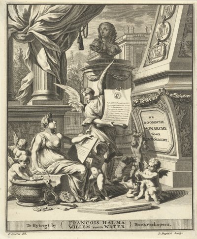 Batı ve Doğu İmparatorları sikkelerinde gösterilen A. Bogaert, Roma Monarşisi için başlık sayfası, Utrecht 1697 by Jacobus Baptist