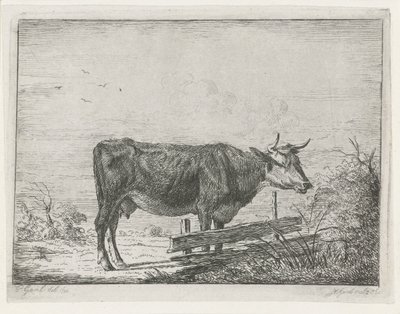 Bir çitin yanında duran inek by Jacobus Cornelis Gaal