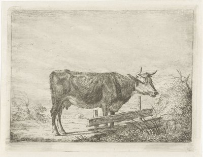 Bir çitin yanında duran inek by Jacobus Cornelis Gaal