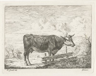Bir çitin yanında duran inek by Jacobus Cornelis Gaal
