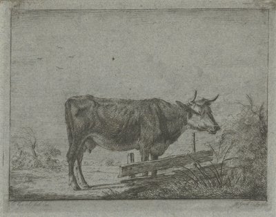 Bir çitin yanında duran inek by Jacobus Cornelis Gaal