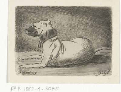 tasmalı uzanmış köpek by Jacobus Cornelis Gaal