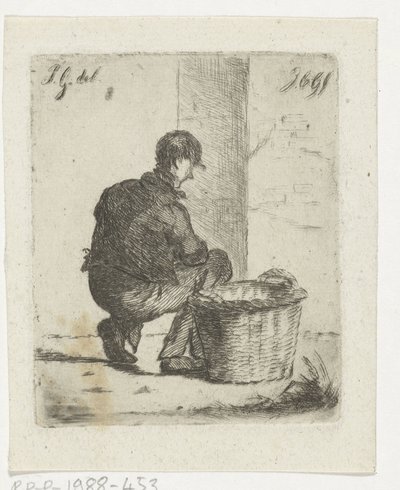 Hasır sepetli kararlı çocuk by Jacobus Cornelis Gaal