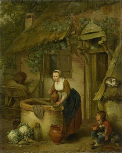 Kuyudan Su Çeken Kadın by Jacobus Johannes Lauwers