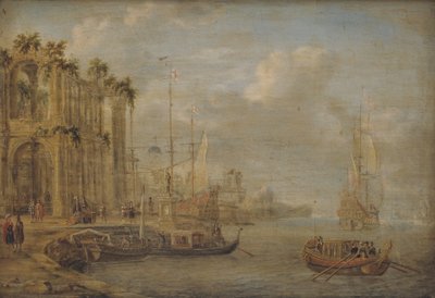 Antik Kalıntılar ile Liman Sahnesi by Jacobus Storck