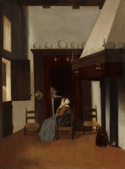 İç Mekanda Genç Kadın, c. 1660. by Jacobus Vrel