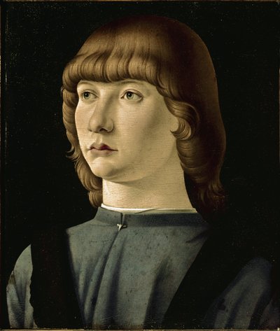 Genç adam portresi (tahta üzerine yağlı boya by Jacometto (attr. to) Veneziano