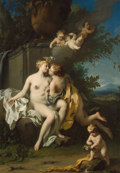 Flora ve Zephyr, c.1730 (tuval üzerine yağlı boya) by Jacopo Amigoni