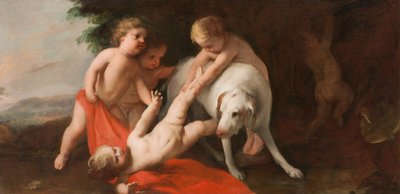 Putti köpekle oynuyor by Jacopo Amigoni