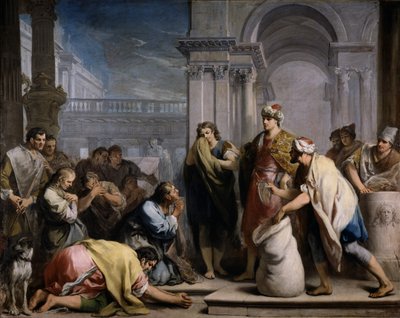Josephs gümüş kupası Benjamins çuvalında, yaklaşık 1749 by Jacopo Amigoni