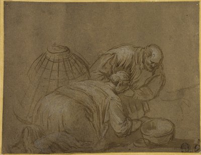 Köylü Çift Sepete Bakıyor by Jacopo Bassano