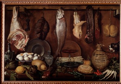 Yemek ve sofra takımı bulunan kiler (boyama by Jacopo Chimenti Empoli