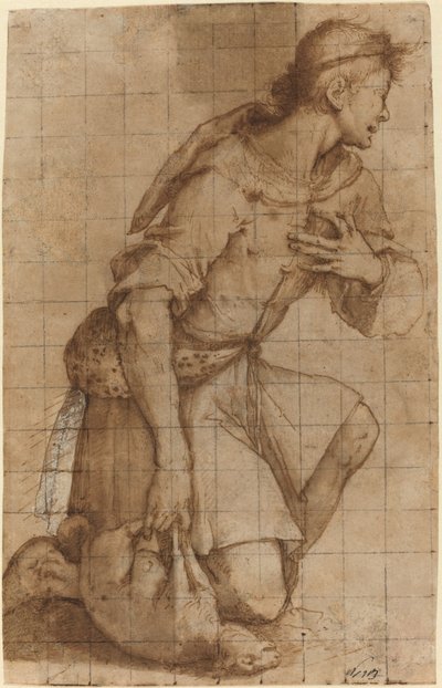 diz çökmüş çoban by Jacopo Ligozzi
